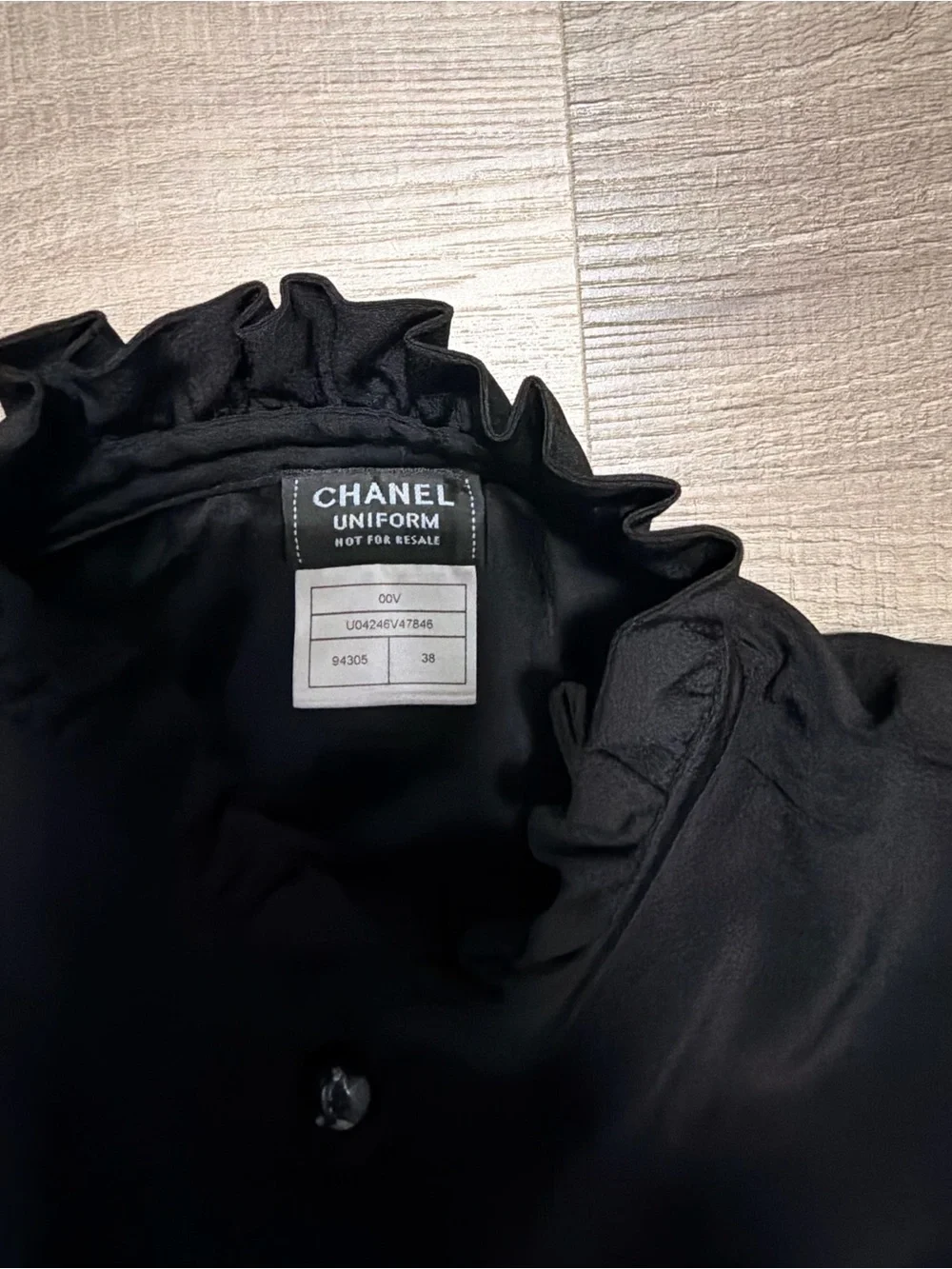 CHANEL Black Ruffle-Trim Blouse